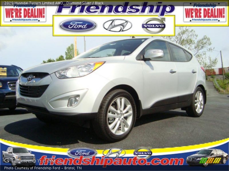 Diamond Silver / Black 2010 Hyundai Tucson Limited AWD