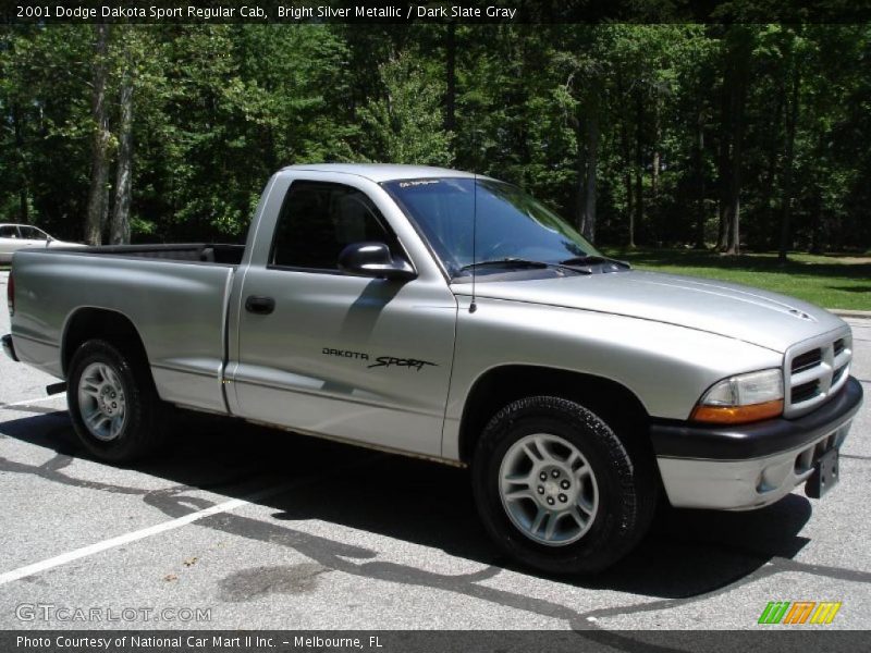 Bright Silver Metallic / Dark Slate Gray 2001 Dodge Dakota Sport Regular Cab