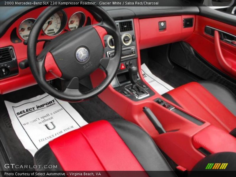 Glacier White / Salsa Red/Charcoal 2000 Mercedes-Benz SLK 230 Kompressor Roadster