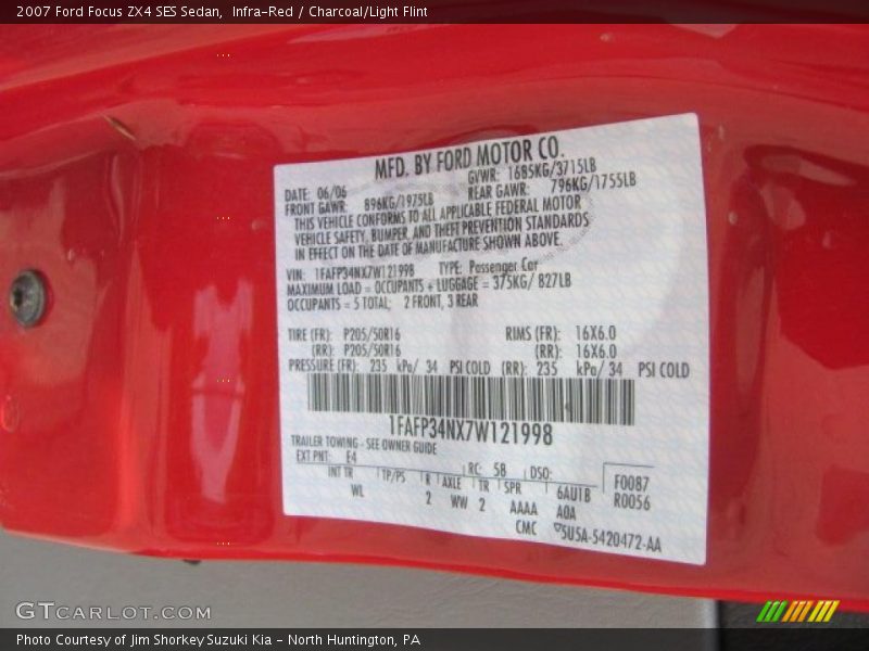 Infra-Red / Charcoal/Light Flint 2007 Ford Focus ZX4 SES Sedan