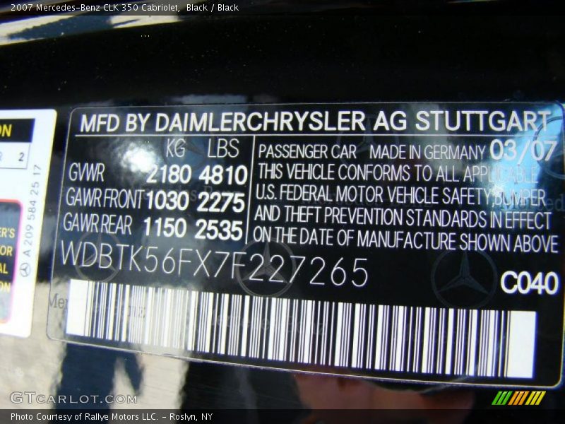 Black / Black 2007 Mercedes-Benz CLK 350 Cabriolet