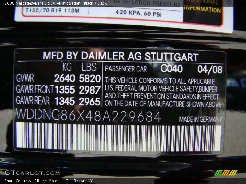 Black / Black 2008 Mercedes-Benz S 550 4Matic Sedan
