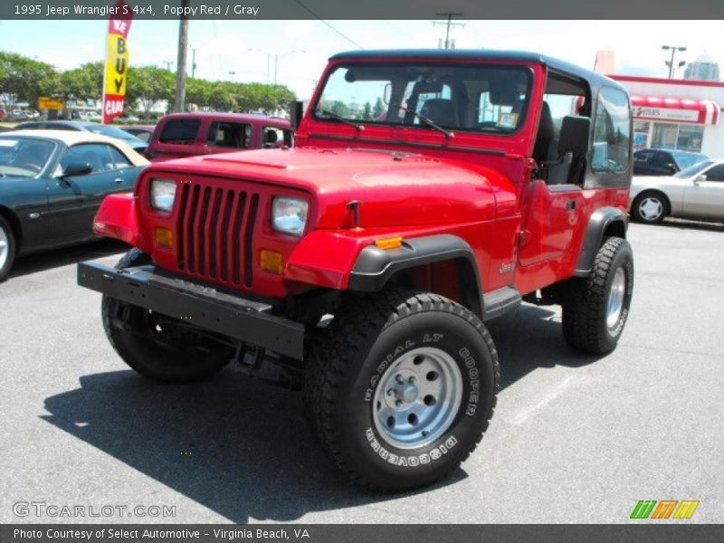 Poppy Red / Gray 1995 Jeep Wrangler S 4x4