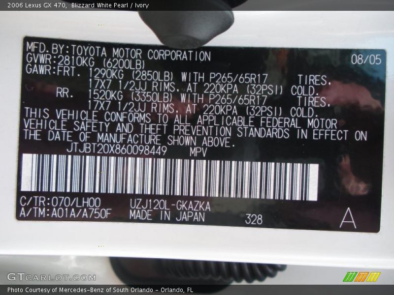 Blizzard White Pearl / Ivory 2006 Lexus GX 470
