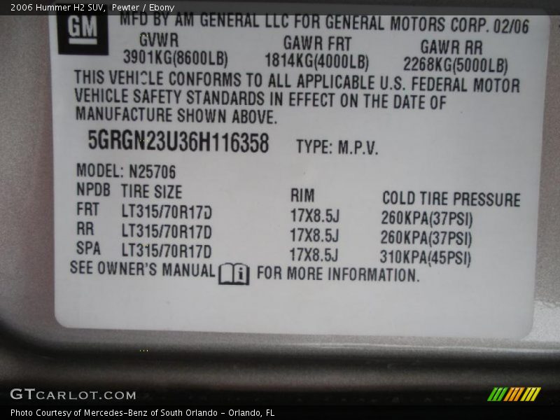 Pewter / Ebony 2006 Hummer H2 SUV