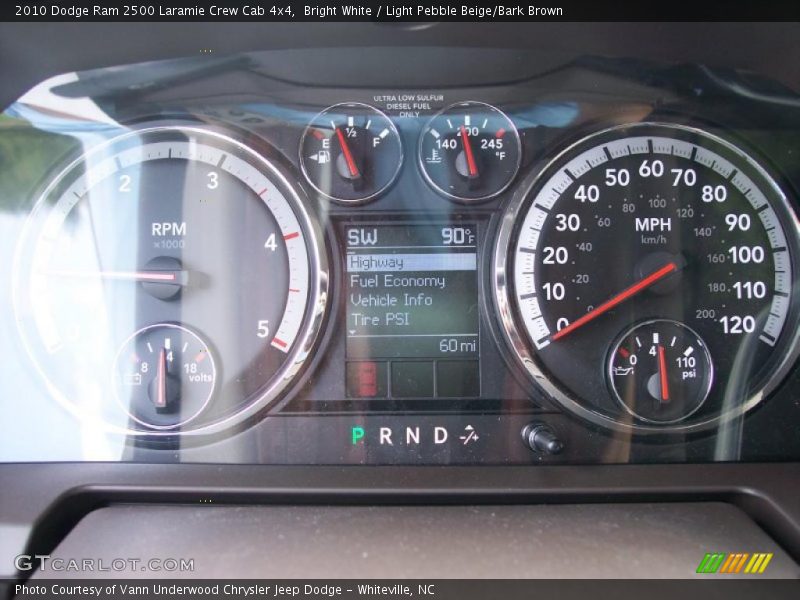 Bright White / Light Pebble Beige/Bark Brown 2010 Dodge Ram 2500 Laramie Crew Cab 4x4