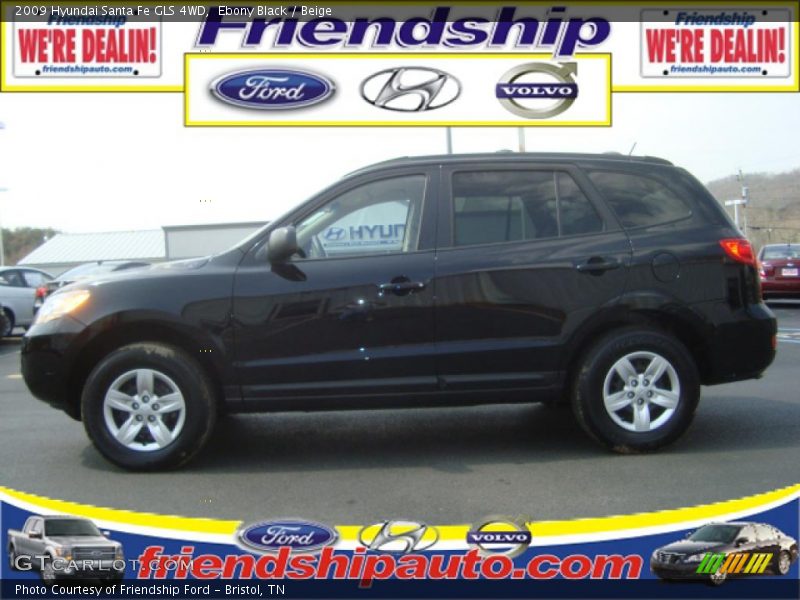 Ebony Black / Beige 2009 Hyundai Santa Fe GLS 4WD