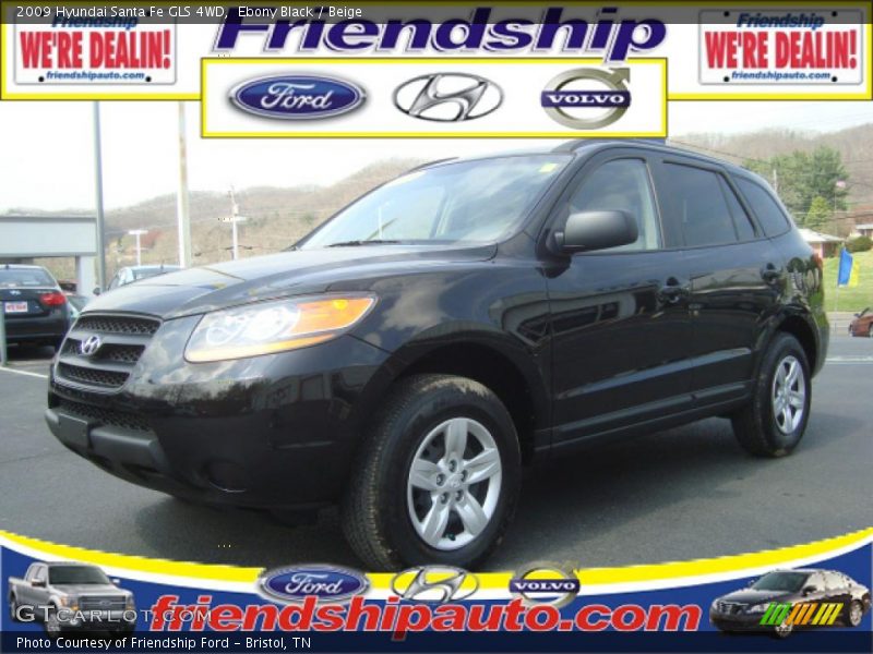 Ebony Black / Beige 2009 Hyundai Santa Fe GLS 4WD