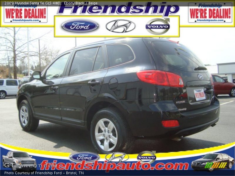 Ebony Black / Beige 2009 Hyundai Santa Fe GLS 4WD
