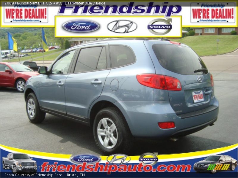 Deepwater Blue / Beige 2009 Hyundai Santa Fe GLS 4WD