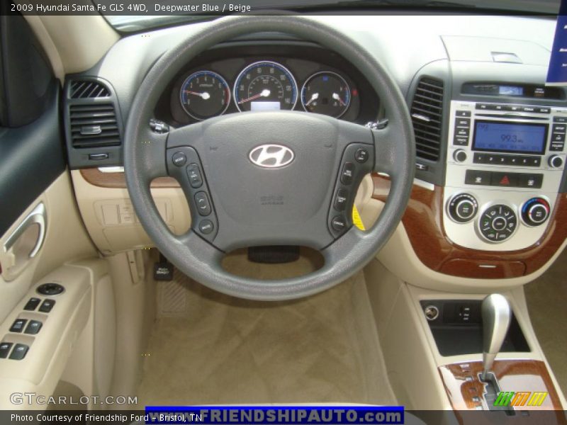 Deepwater Blue / Beige 2009 Hyundai Santa Fe GLS 4WD