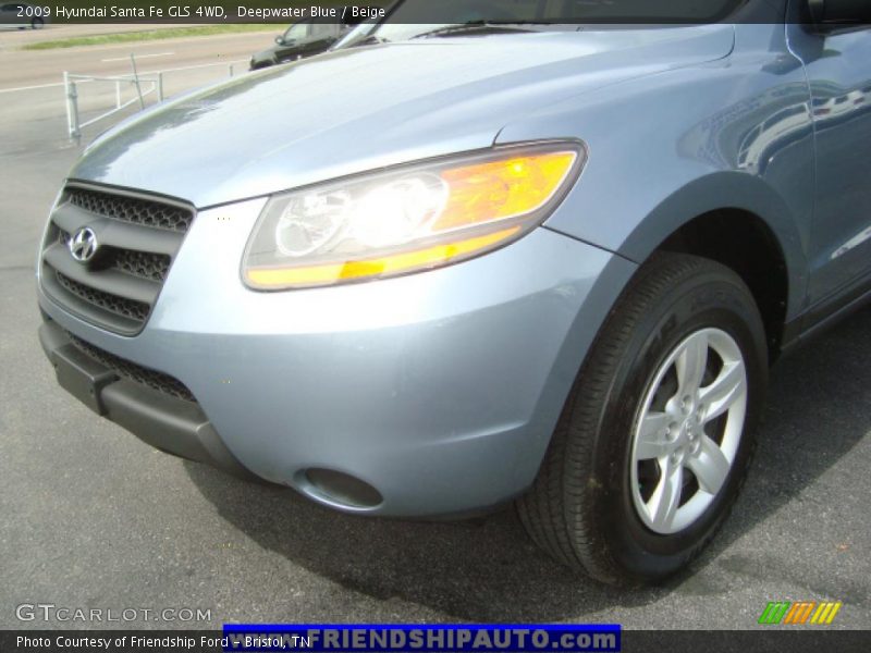 Deepwater Blue / Beige 2009 Hyundai Santa Fe GLS 4WD