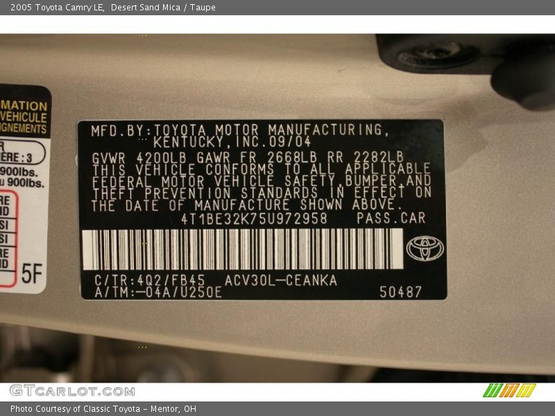 Desert Sand Mica / Taupe 2005 Toyota Camry LE