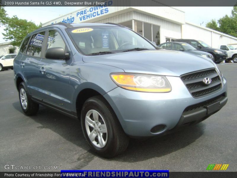 Deepwater Blue / Beige 2009 Hyundai Santa Fe GLS 4WD