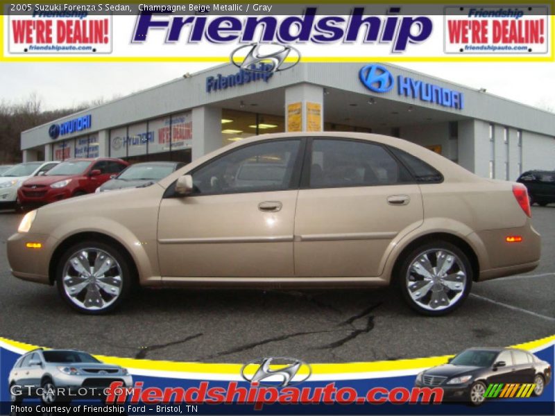 Champagne Beige Metallic / Gray 2005 Suzuki Forenza S Sedan