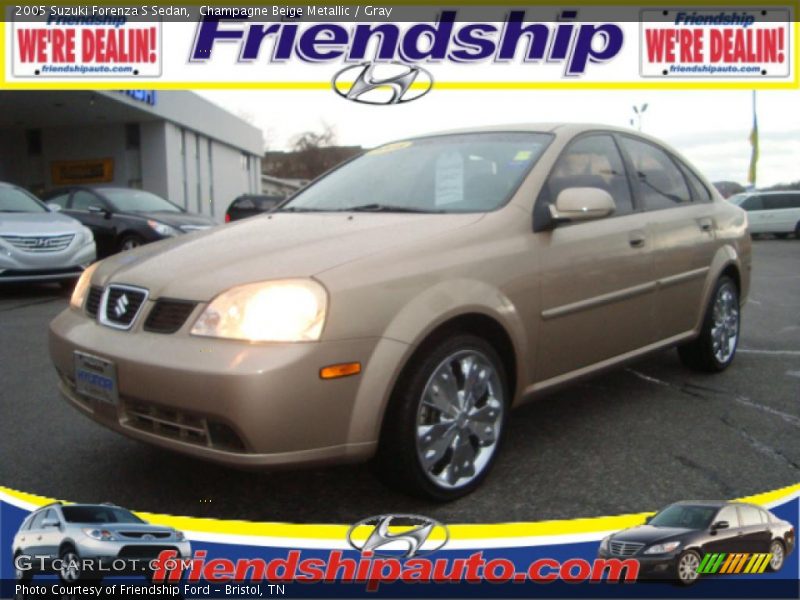 Champagne Beige Metallic / Gray 2005 Suzuki Forenza S Sedan
