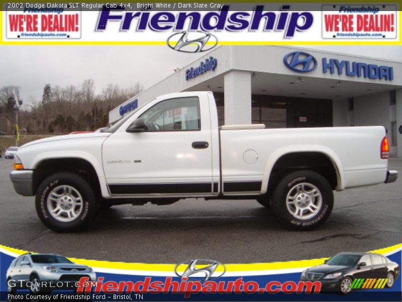 Bright White / Dark Slate Gray 2002 Dodge Dakota SLT Regular Cab 4x4