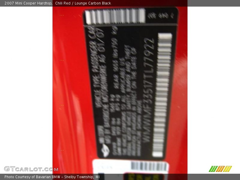 Chili Red / Lounge Carbon Black 2007 Mini Cooper Hardtop