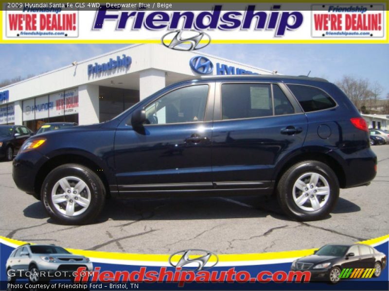 Deepwater Blue / Beige 2009 Hyundai Santa Fe GLS 4WD