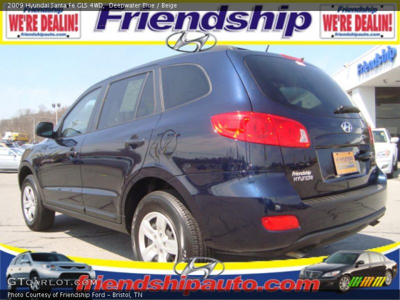 Deepwater Blue / Beige 2009 Hyundai Santa Fe GLS 4WD