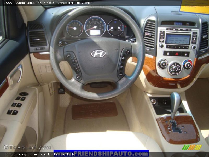 Deepwater Blue / Beige 2009 Hyundai Santa Fe GLS 4WD
