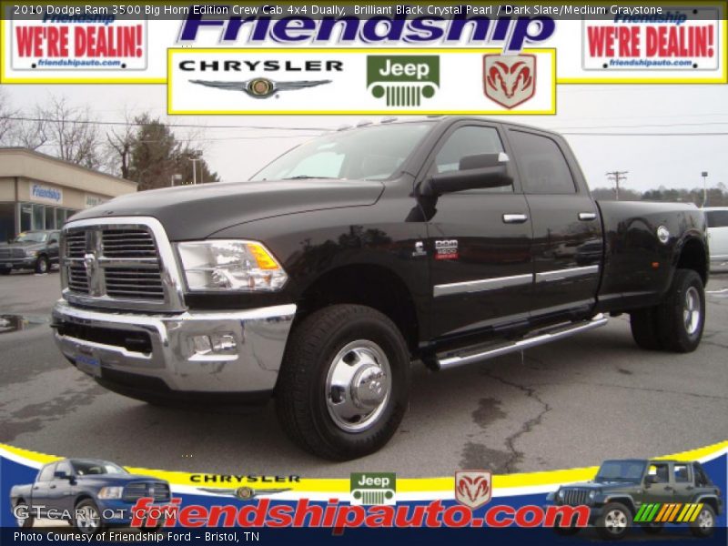 Brilliant Black Crystal Pearl / Dark Slate/Medium Graystone 2010 Dodge Ram 3500 Big Horn Edition Crew Cab 4x4 Dually