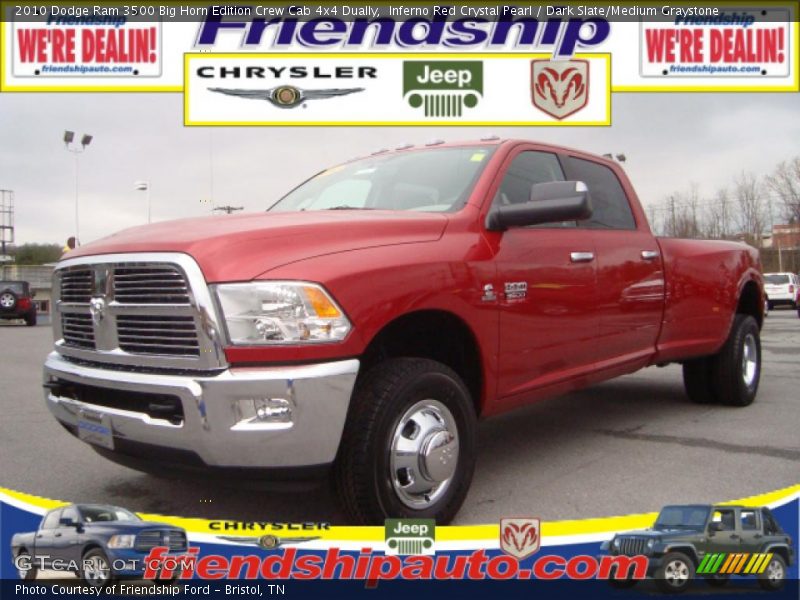 Inferno Red Crystal Pearl / Dark Slate/Medium Graystone 2010 Dodge Ram 3500 Big Horn Edition Crew Cab 4x4 Dually