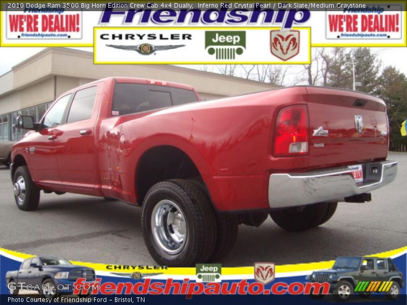 Inferno Red Crystal Pearl / Dark Slate/Medium Graystone 2010 Dodge Ram 3500 Big Horn Edition Crew Cab 4x4 Dually