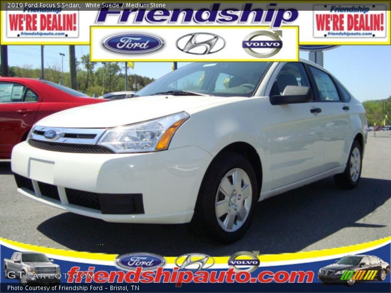 White Suede / Medium Stone 2010 Ford Focus S Sedan