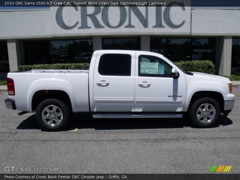 Summit White / Very Dark Cashmere/Light Cashmere 2010 GMC Sierra 1500 SLT Crew Cab