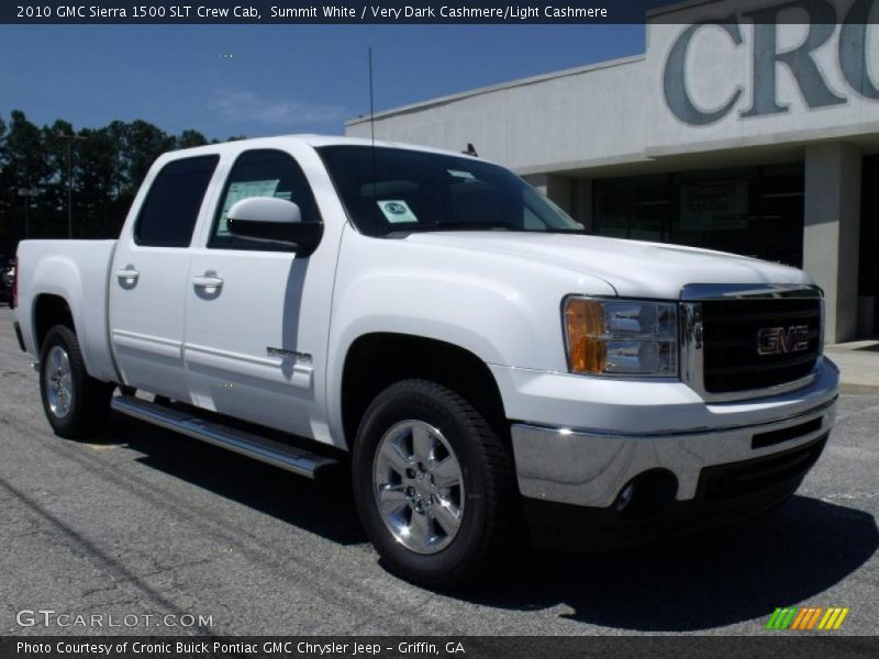 Summit White / Very Dark Cashmere/Light Cashmere 2010 GMC Sierra 1500 SLT Crew Cab
