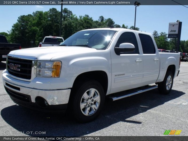 Summit White / Very Dark Cashmere/Light Cashmere 2010 GMC Sierra 1500 SLT Crew Cab