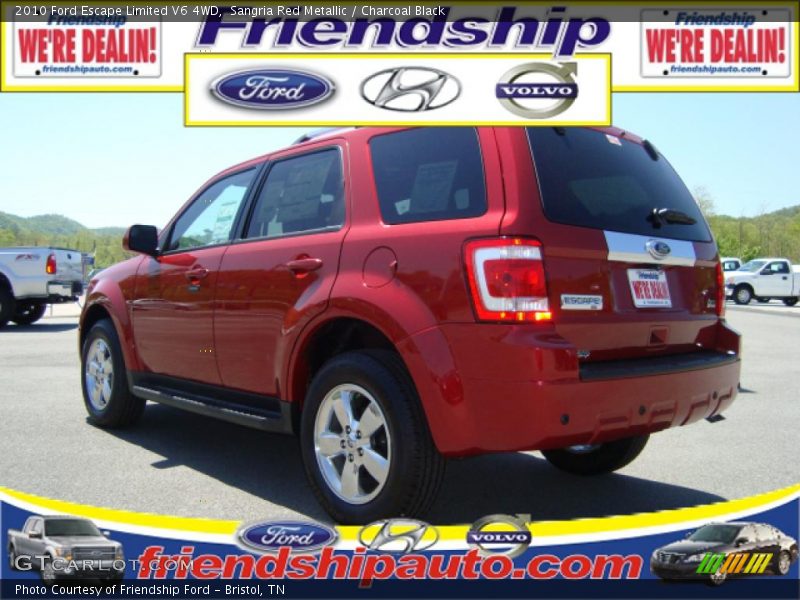 Sangria Red Metallic / Charcoal Black 2010 Ford Escape Limited V6 4WD