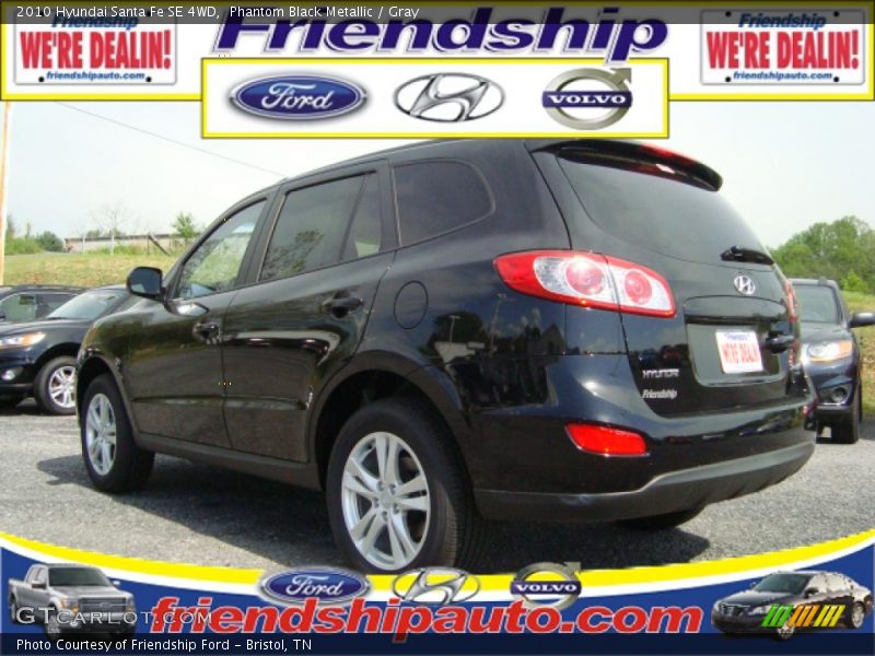 Phantom Black Metallic / Gray 2010 Hyundai Santa Fe SE 4WD