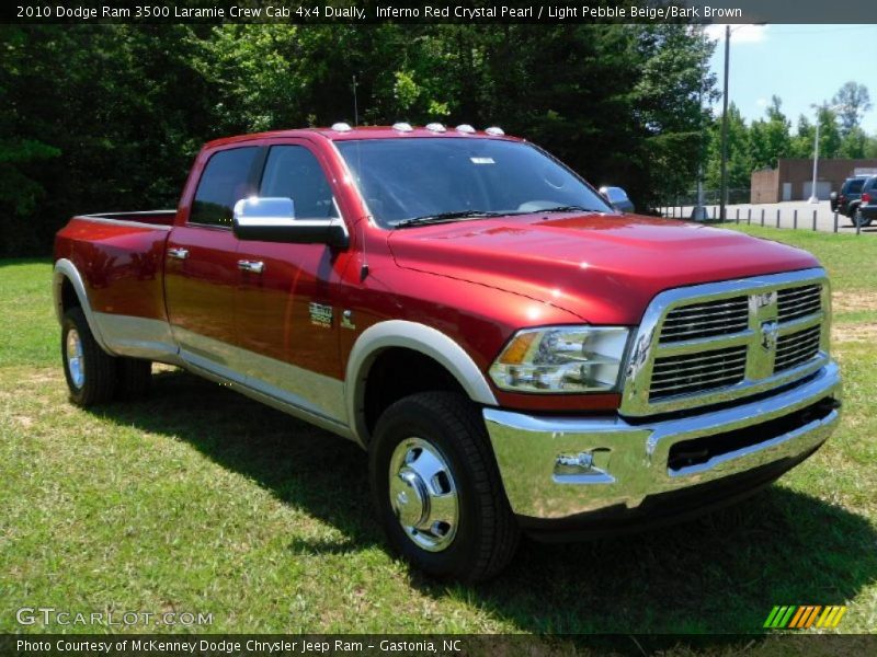 Inferno Red Crystal Pearl / Light Pebble Beige/Bark Brown 2010 Dodge Ram 3500 Laramie Crew Cab 4x4 Dually