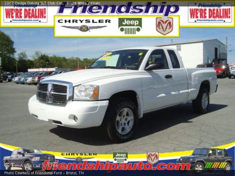 Bright White / Khaki 2007 Dodge Dakota SLT Club Cab