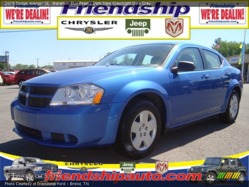 Marathon Blue Pearl / Dark Slate Gray/Light Slate Gray 2008 Dodge Avenger SE