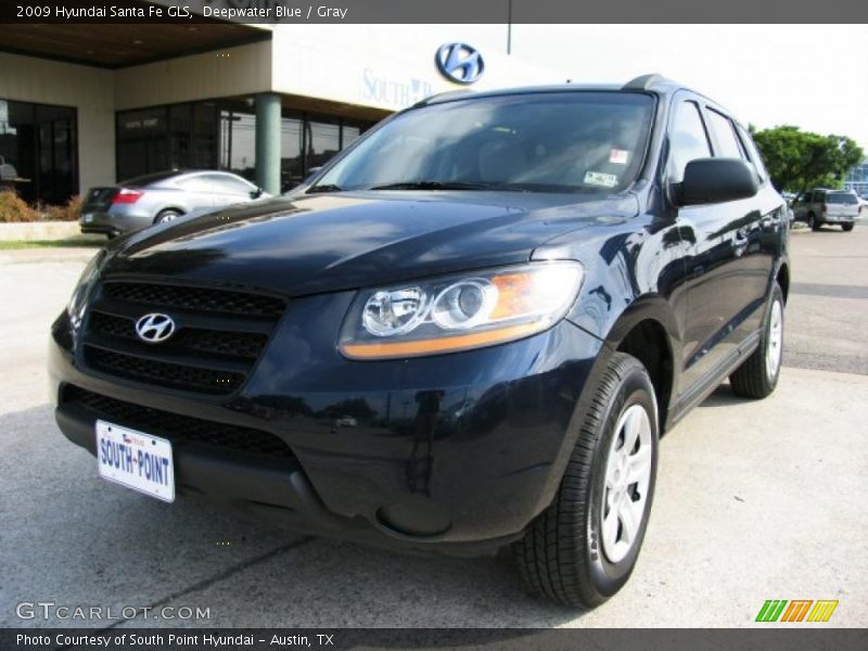 Deepwater Blue / Gray 2009 Hyundai Santa Fe GLS