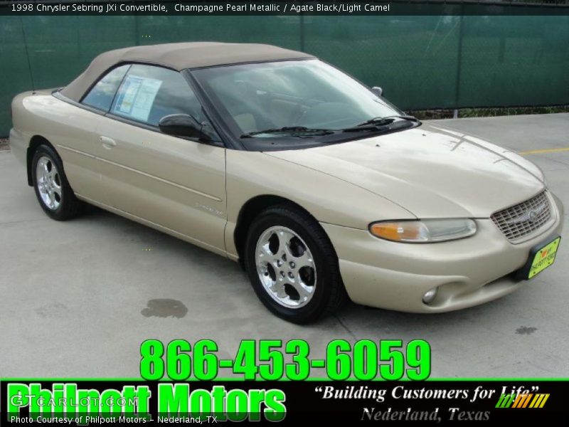 Champagne Pearl Metallic / Agate Black/Light Camel 1998 Chrysler Sebring JXi Convertible
