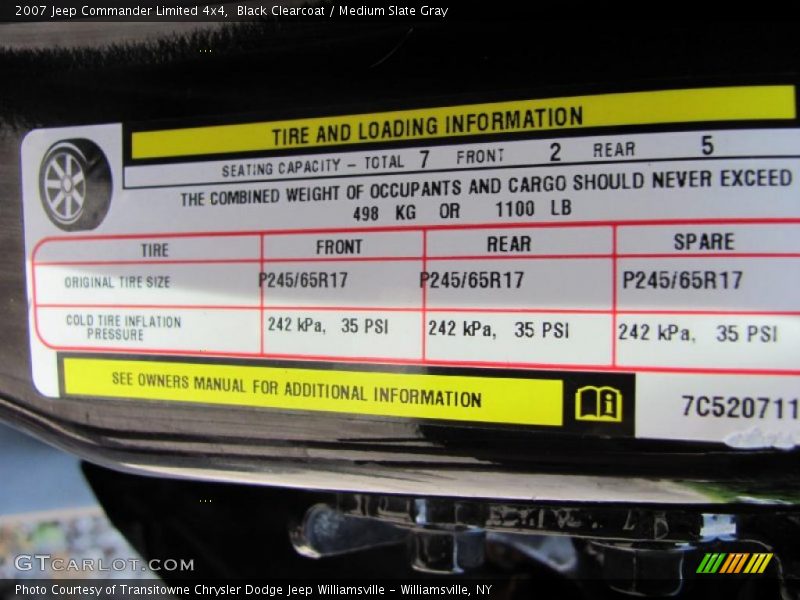 Black Clearcoat / Medium Slate Gray 2007 Jeep Commander Limited 4x4