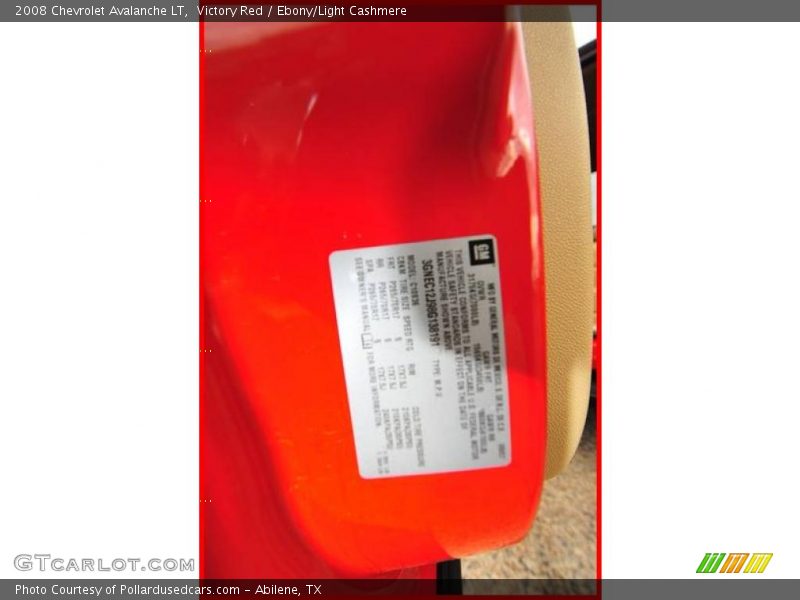 Victory Red / Ebony/Light Cashmere 2008 Chevrolet Avalanche LT