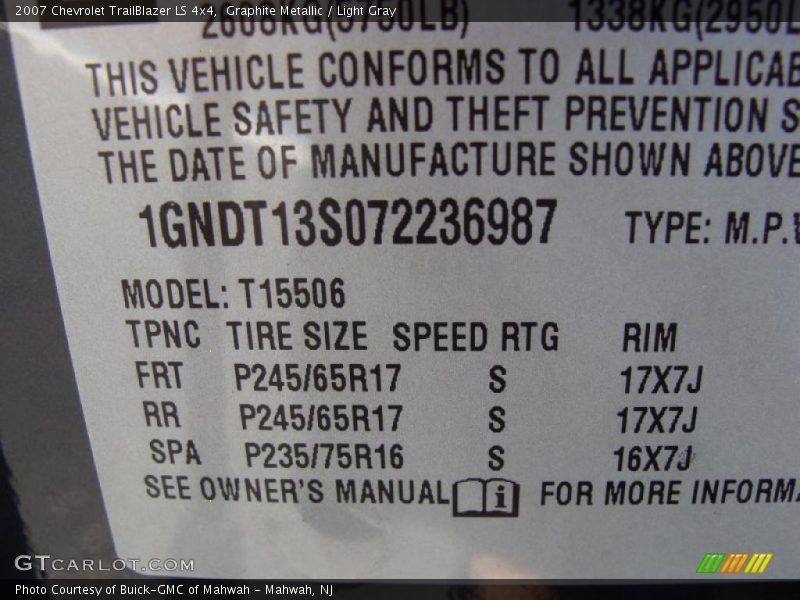 Graphite Metallic / Light Gray 2007 Chevrolet TrailBlazer LS 4x4