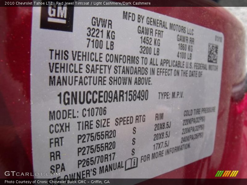 Red Jewel Tintcoat / Light Cashmere/Dark Cashmere 2010 Chevrolet Tahoe LTZ