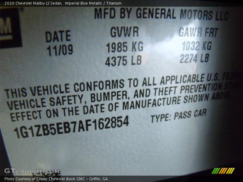 Imperial Blue Metallic / Titanium 2010 Chevrolet Malibu LS Sedan