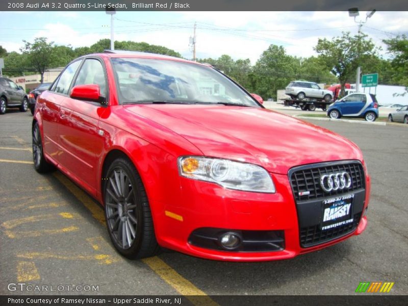 Brilliant Red / Black 2008 Audi A4 3.2 Quattro S-Line Sedan