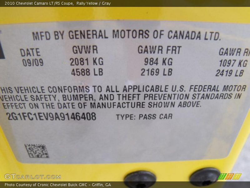 Rally Yellow / Gray 2010 Chevrolet Camaro LT/RS Coupe