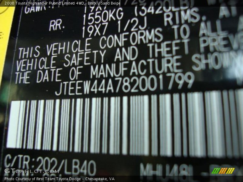 Black / Sand Beige 2008 Toyota Highlander Hybrid Limited 4WD