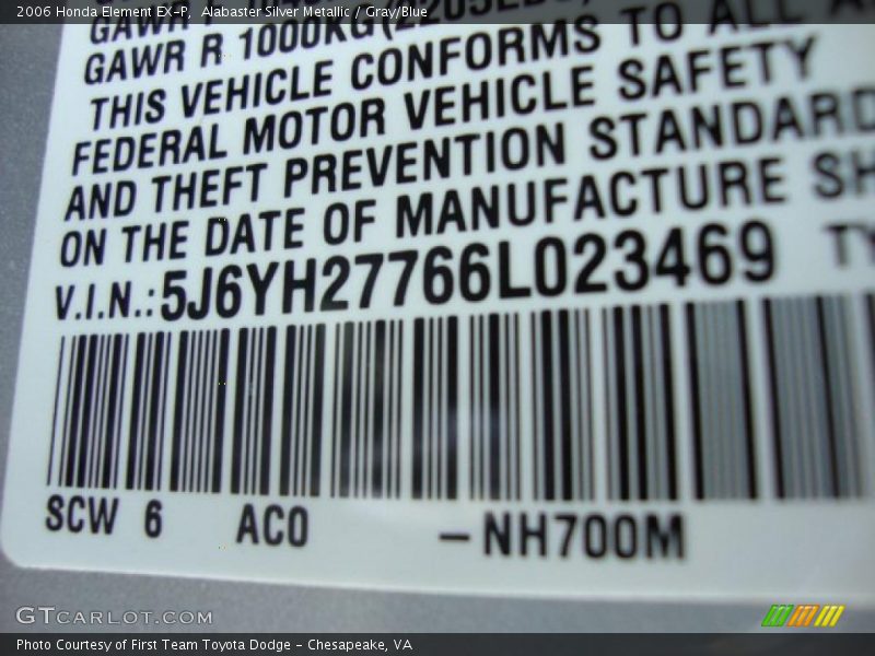 Alabaster Silver Metallic / Gray/Blue 2006 Honda Element EX-P
