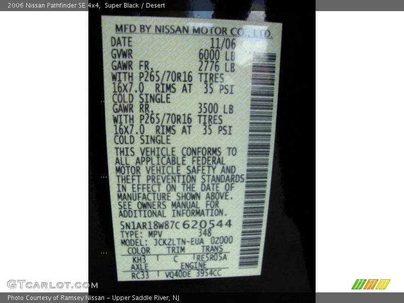 Super Black / Desert 2006 Nissan Pathfinder SE 4x4