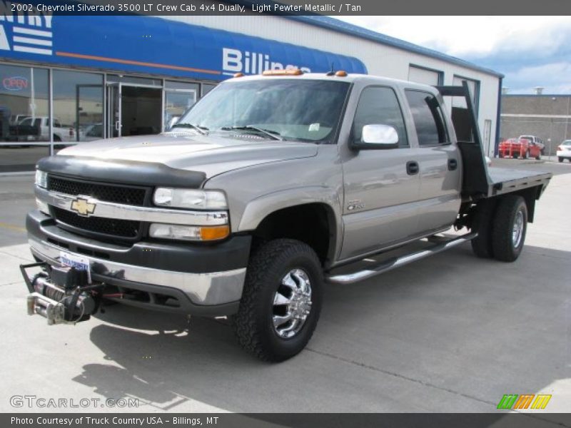 Light Pewter Metallic / Tan 2002 Chevrolet Silverado 3500 LT Crew Cab 4x4 Dually
